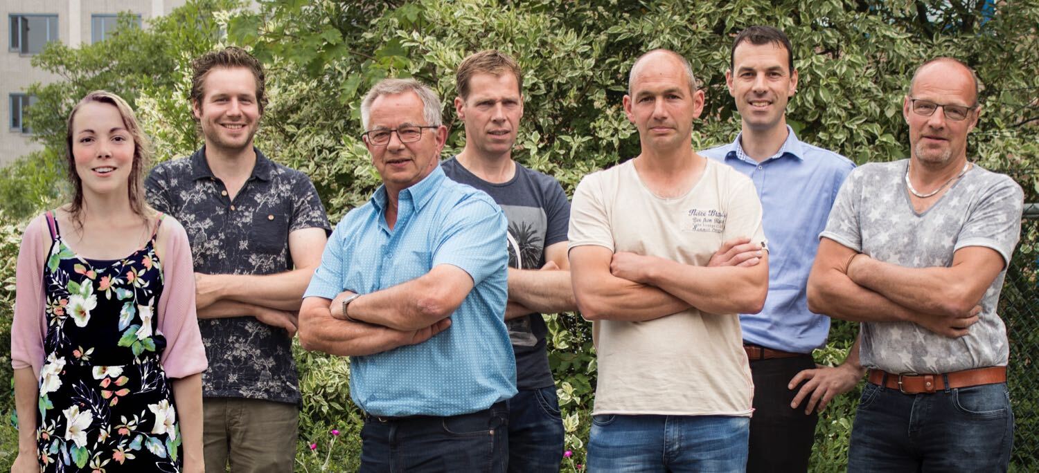 De dubbeldoelraad v.l.n.r.: Nadine Stemerdink-Bongen, Freek Beernink, Theo Gieling, Tom Lugtenberg, Frank van der Heijden, Sander de Roos, André Vink