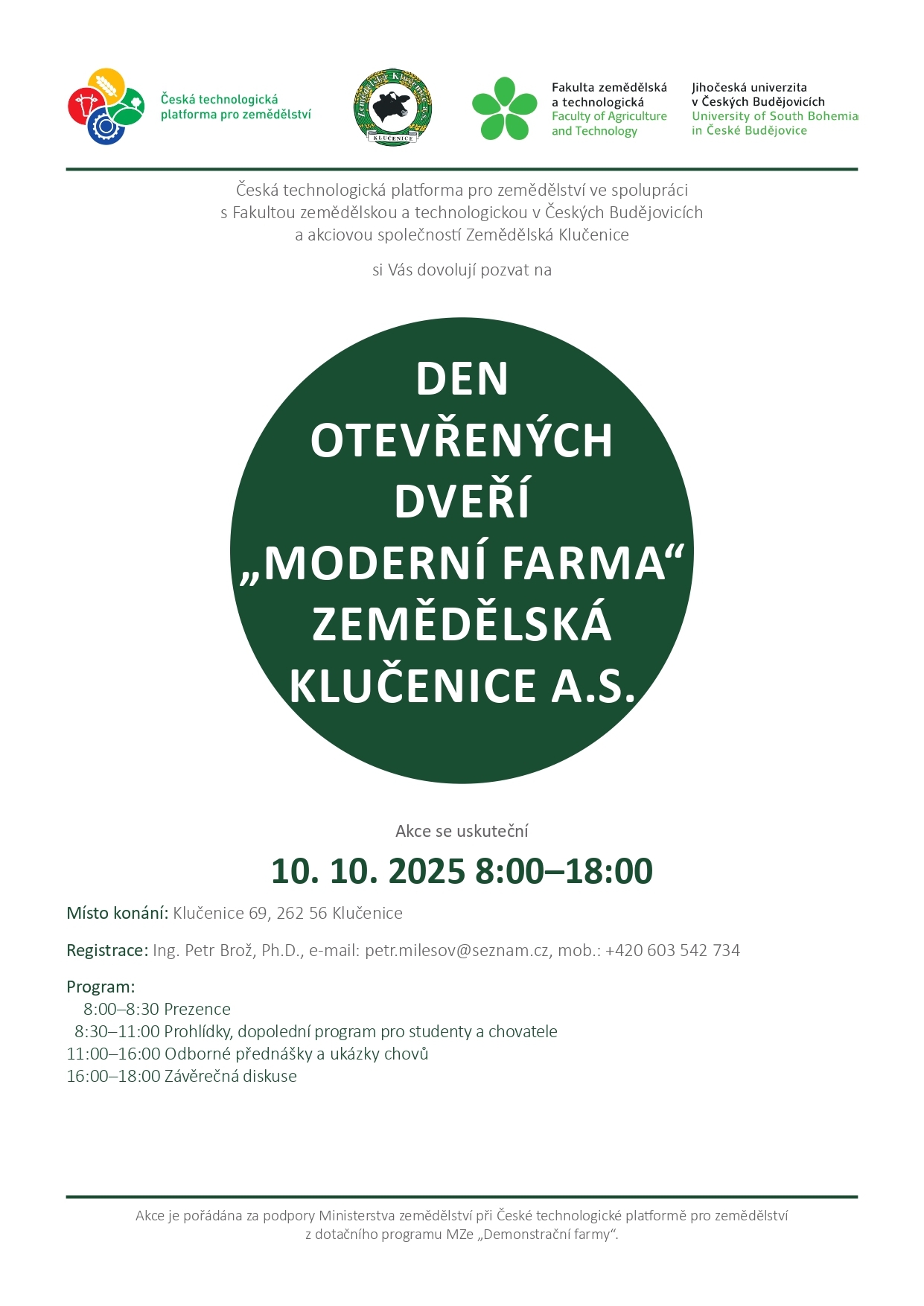 Den otevřených dveří "moderní farma" Zemědělská Klučenice a.s.