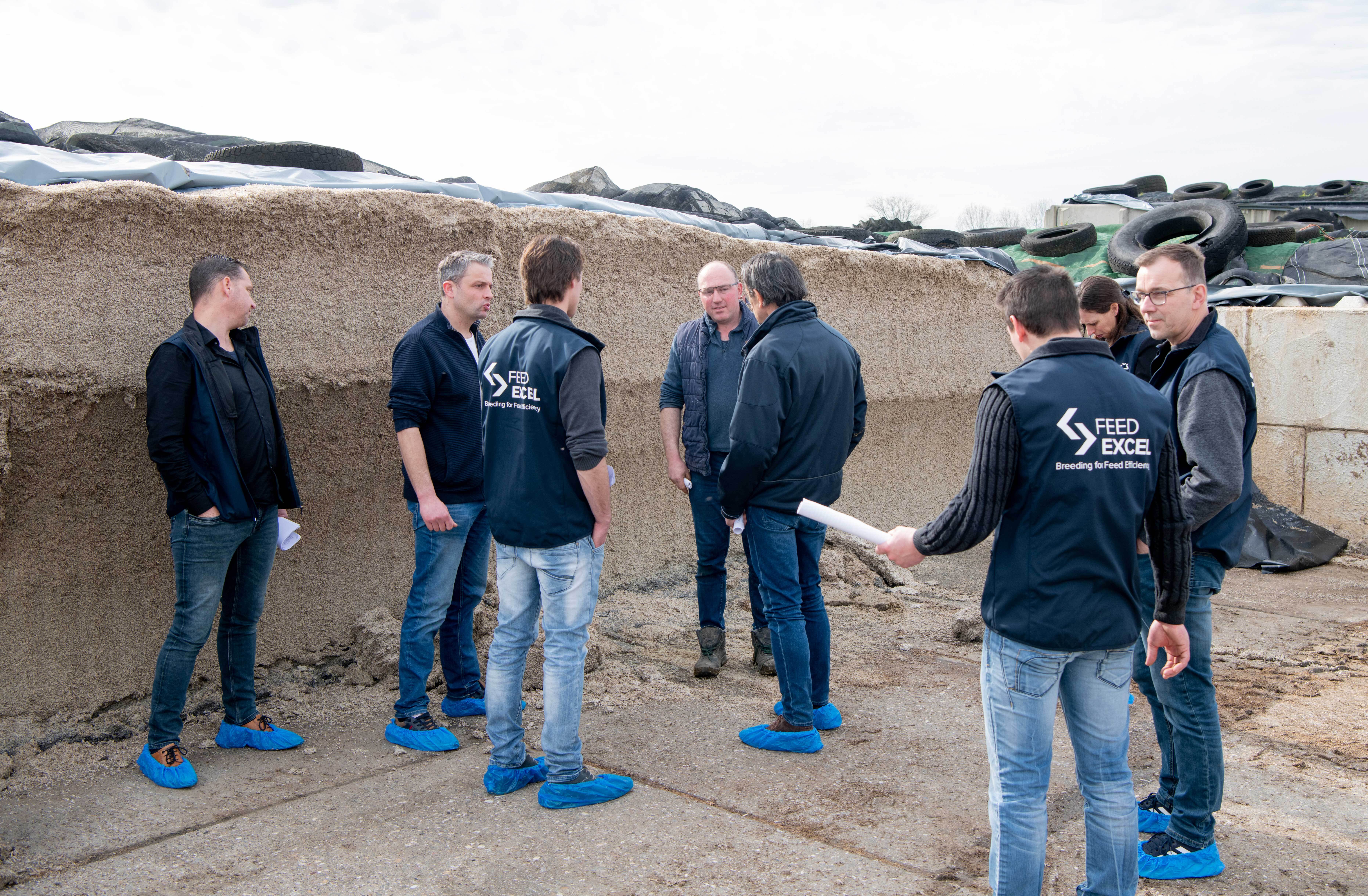 Men in front of feed