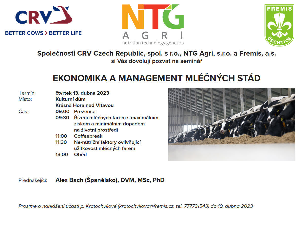 Seminář Ekonomika a management mléčných stád