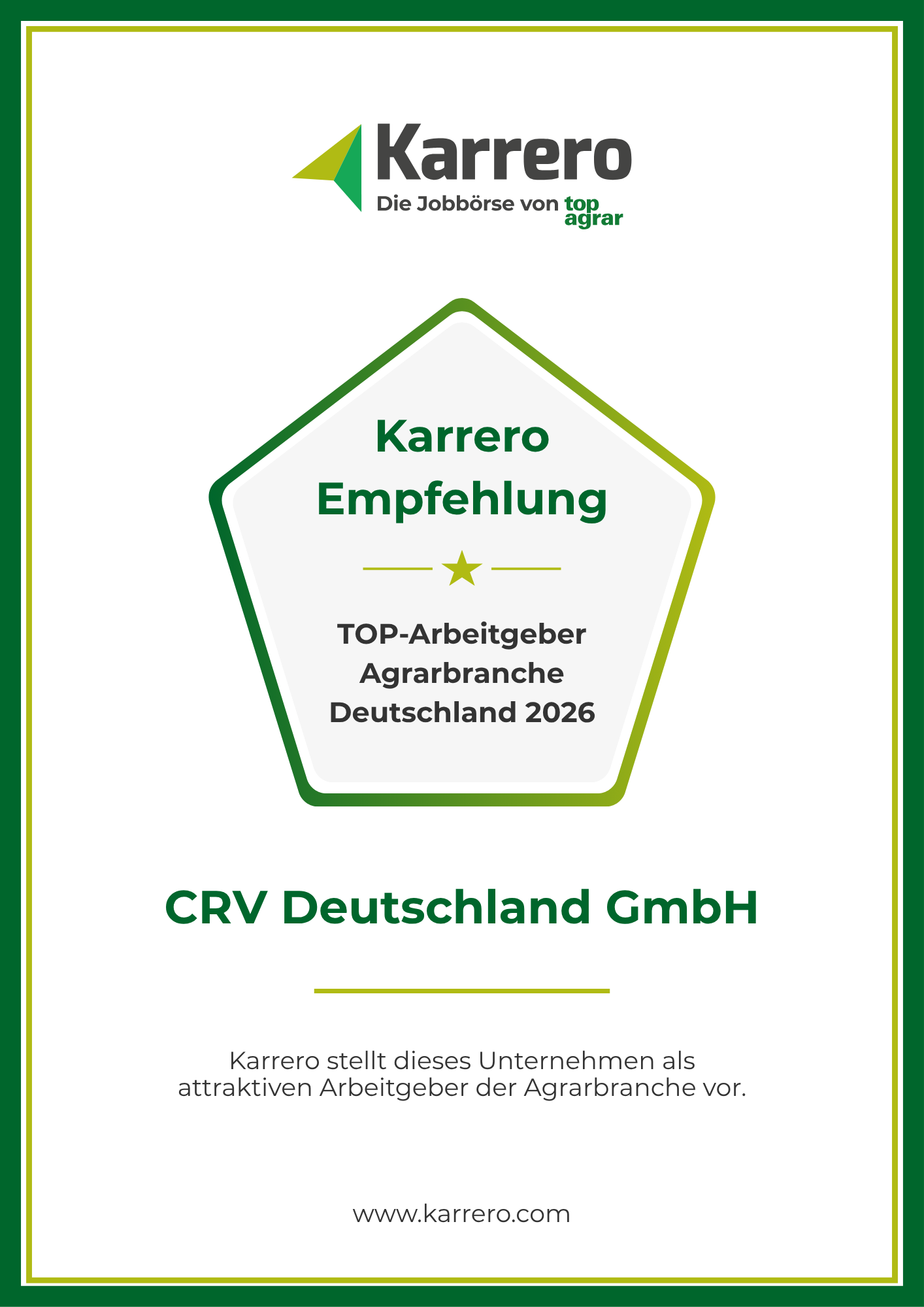 Top Arbeitgeber CRV Urkunde