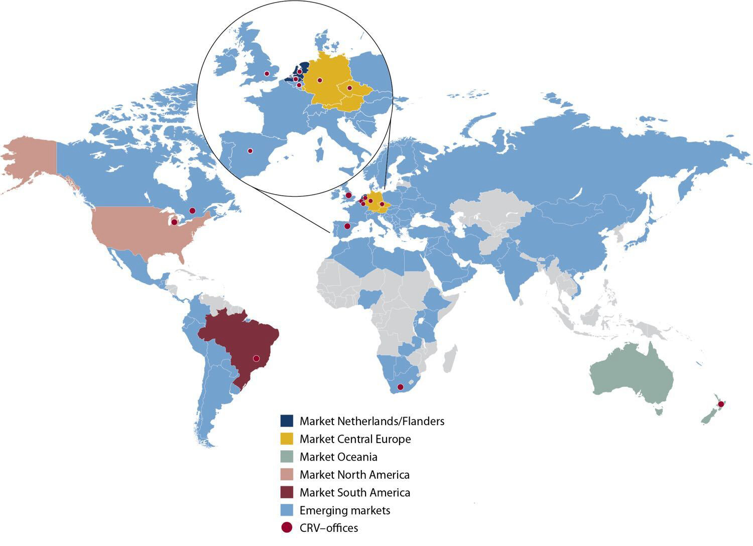 CRV is globally active worldmap